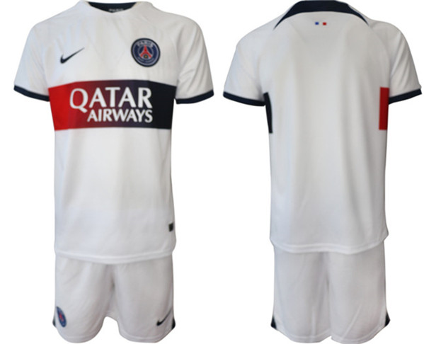 Men's Paris Saint-Germain Custom 2023/24 White Away Soccer Jersey Suit